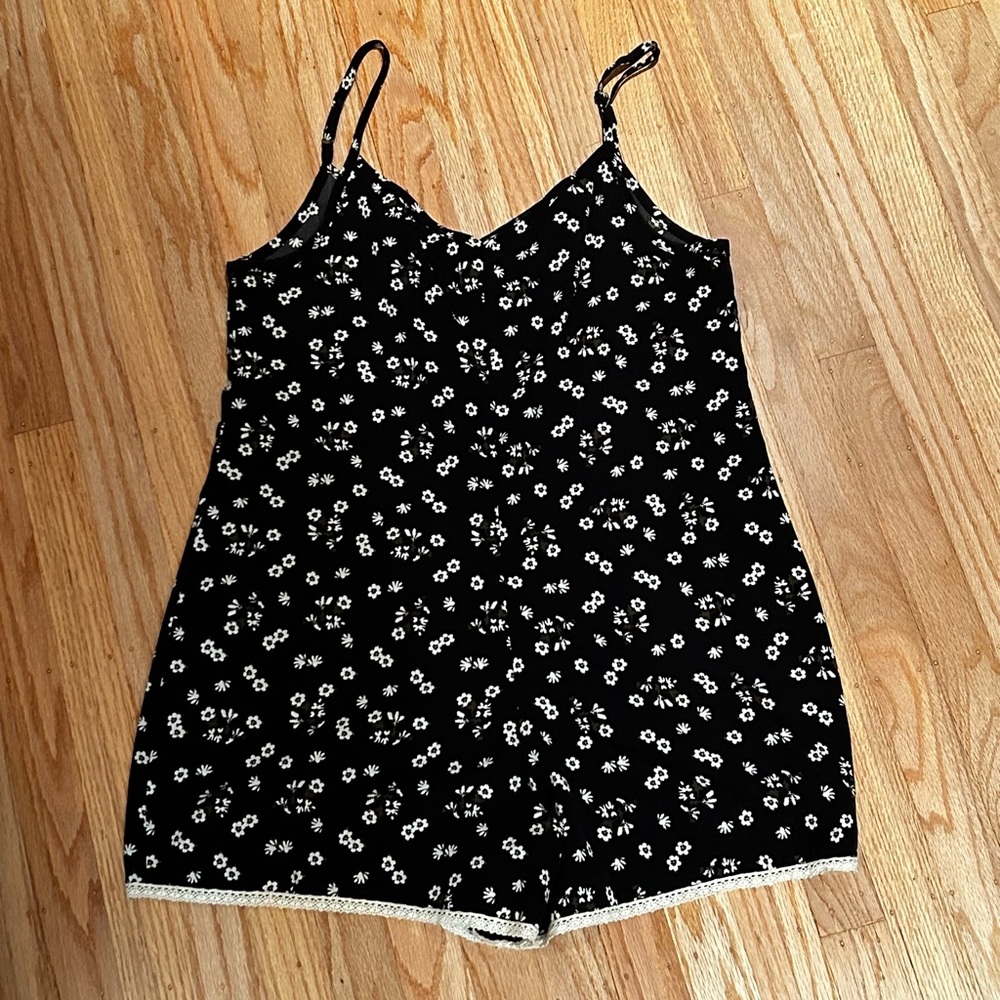 Black and White Floral Romper